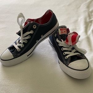 Converse Navy & Red Low Tops
